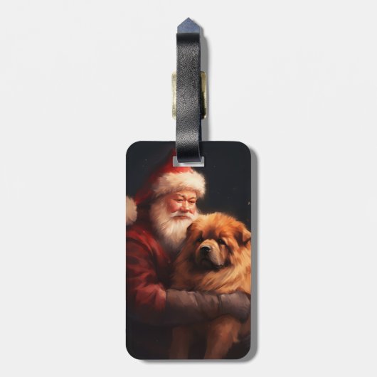 Chow Chow mit dem Weihnachtsmann Weihnachten Gepäckanhänger (Rückseite vertikal)