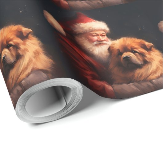 Chow Chow mit dem Weihnachtsmann Weihnachten Geschenkpapier (Rolleneckpunkt)