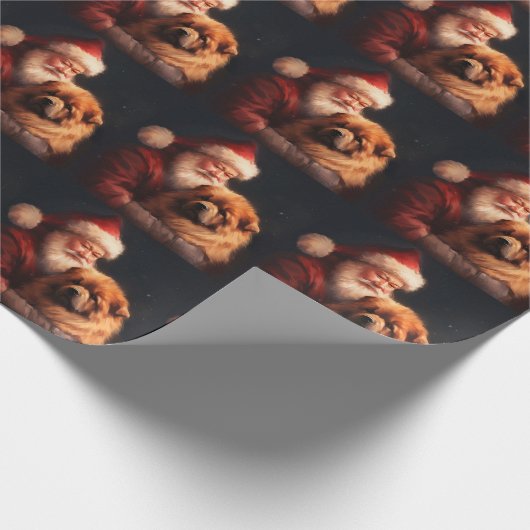 Chow Chow mit dem Weihnachtsmann Weihnachten Geschenkpapier (Ecke)