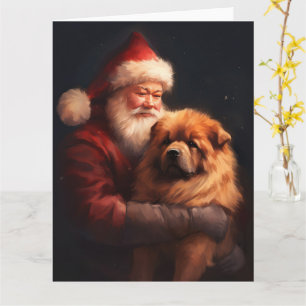 Chow Chow mit dem Weihnachtsmann Weihnachten Karte