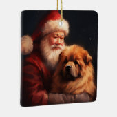 Chow Chow mit dem Weihnachtsmann Weihnachten Keramikornament (Rechts)
