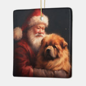 Chow Chow mit dem Weihnachtsmann Weihnachten Keramikornament (Links)