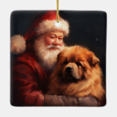 Chow Chow mit dem Weihnachtsmann Weihnachten Keramikornament (Rückseite)