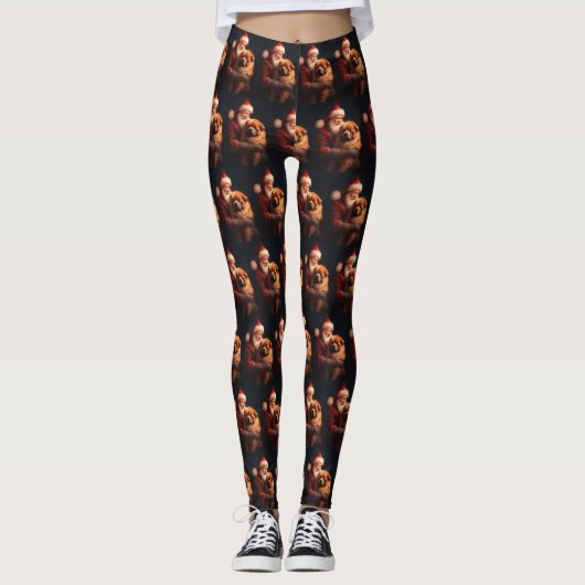 Chow Chow mit dem Weihnachtsmann Weihnachten Leggings (Vorderseite)
