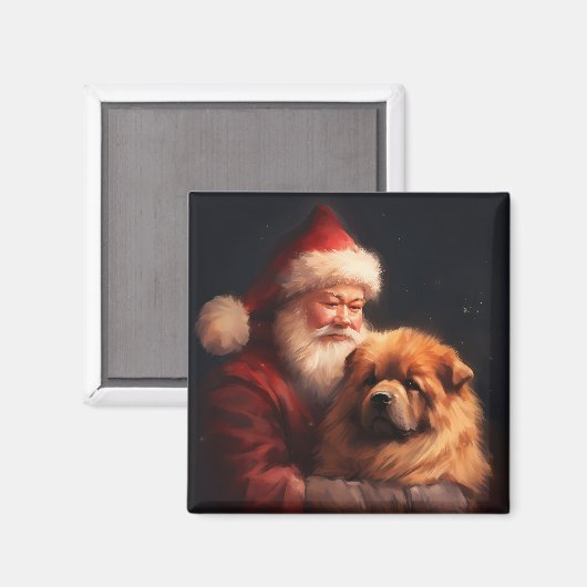 Chow Chow mit dem Weihnachtsmann Weihnachten Magnet (Vorderseite/Rückseite)