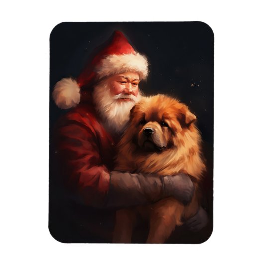 Chow Chow mit dem Weihnachtsmann Weihnachten Magnet (Vertikal)