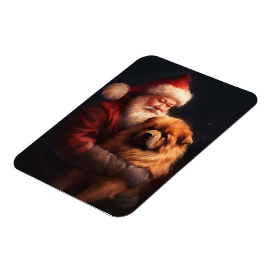 Chow Chow mit dem Weihnachtsmann Weihnachten Magnet (Linke Seite)