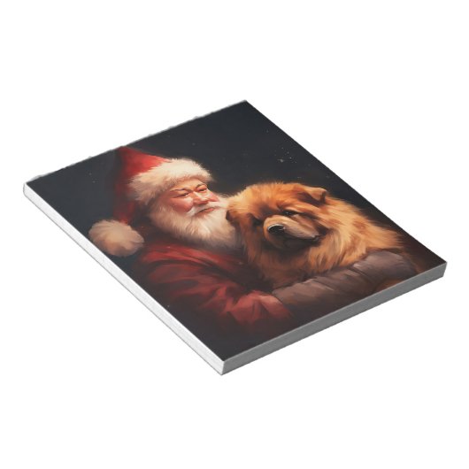 Chow Chow mit dem Weihnachtsmann Weihnachten Notizblock (angewinkelt)