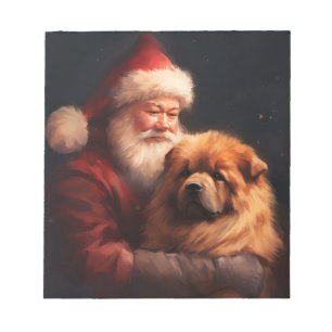 Chow Chow mit dem Weihnachtsmann Weihnachten Notizblock