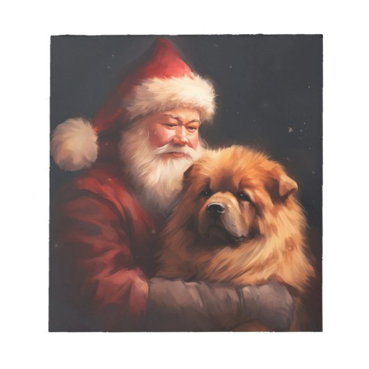 Chow Chow mit dem Weihnachtsmann Weihnachten Notizblock (Vorderseite)