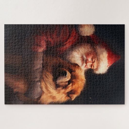Chow Chow mit dem Weihnachtsmann Weihnachten Puzzle (Horizontal)