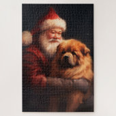 Chow Chow mit dem Weihnachtsmann Weihnachten Puzzle (Vertikal)
