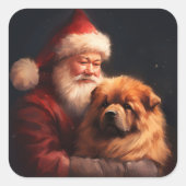 Chow Chow mit dem Weihnachtsmann Weihnachten Quadratischer Aufkleber (Vorderseite)