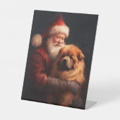 Chow Chow mit dem Weihnachtsmann Weihnachten Sockelschild (Vorderseite)