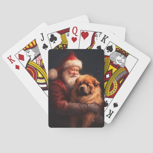 Chow Chow mit dem Weihnachtsmann Weihnachten Spielkarten (Rückseite)