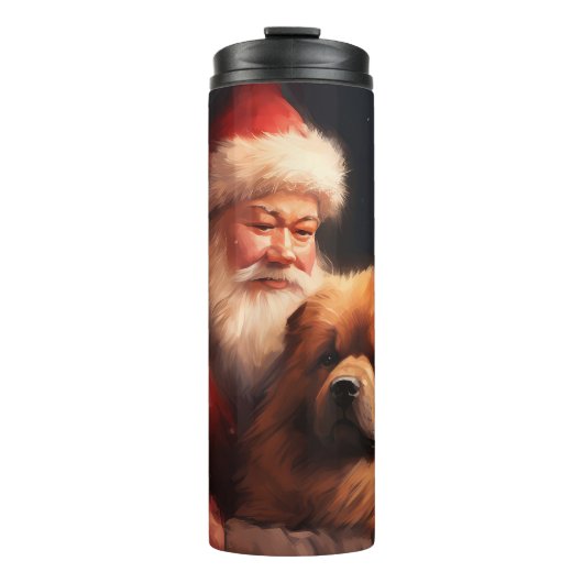 Chow Chow mit dem Weihnachtsmann Weihnachten Thermosbecher (Vorderseite)
