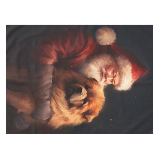 Chow Chow mit dem Weihnachtsmann Weihnachten Tischdecke (Vorderseite (Horizontal))