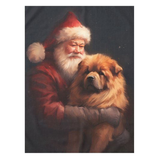 Chow Chow mit dem Weihnachtsmann Weihnachten Tischdecke (Vorderseite)