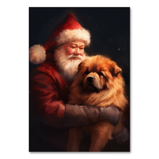 Chow Chow mit dem Weihnachtsmann Weihnachten Tischnummer (Rückseite)