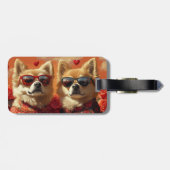 Chow Chow mit Herz-Rose Valentinstag Gepäckanhänger (Rückseite horizontal)