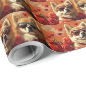 Chow Chow mit Herz-Rose Valentinstag Geschenkpapier (Rolleneckpunkt)