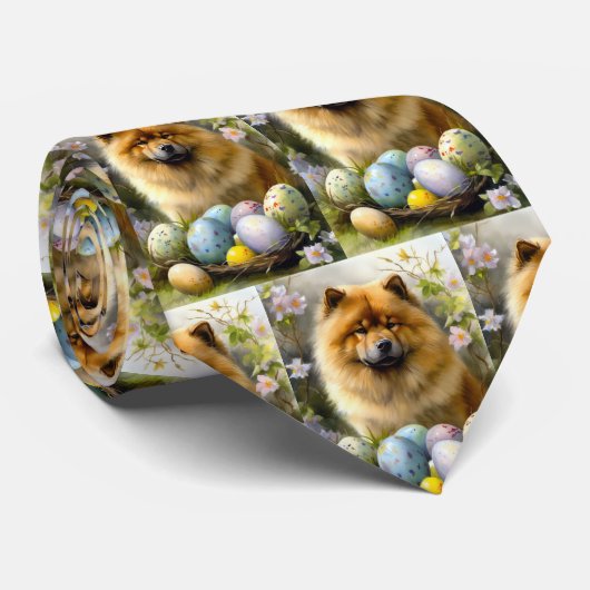 Chow Chow mit Ostereier Urlaub Krawatte (Gerollt)