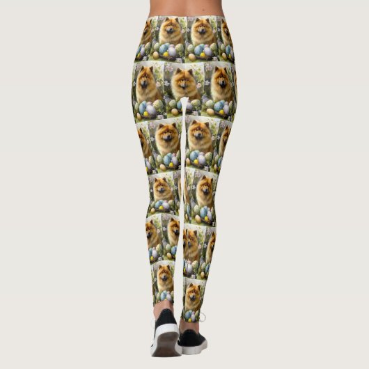 Chow Chow mit Ostereier Urlaub Leggings (Rückseite)