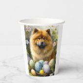 Chow Chow mit Ostereier Urlaub Pappbecher (Rückseite)