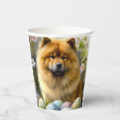 Chow Chow mit Ostereier Urlaub Pappbecher (Vorderseite)