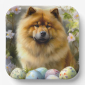 Chow Chow mit Ostereier Urlaub Pappteller (Vorderseite)