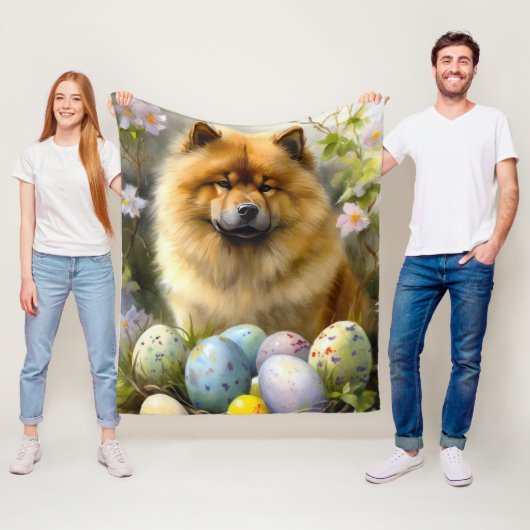 Chow Chow mit Ostereiern Feiertag Fleecedecke (Beispiel)