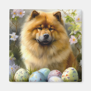 Chow Chow mit Ostereiern Feiertag  Magnet
