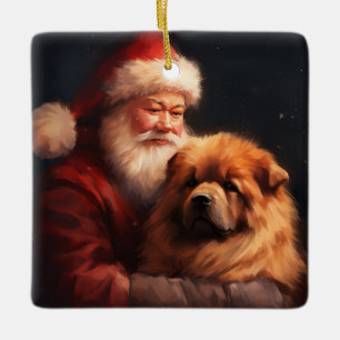 Chow Chow mit Santa Claus Festives Weihnachten Keramikornament