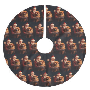Chow Chow mit Weihnachtsmann Festliches Weihnachte Polyester Weihnachtsbaumdecke