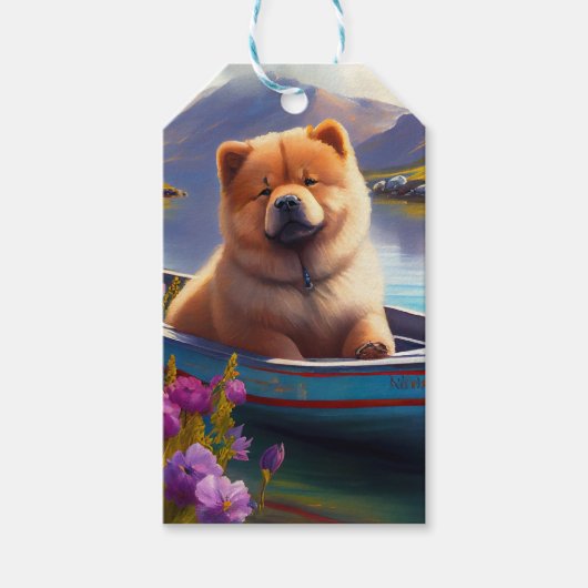 Chow Chow on a Paddle: Ein Landschaftliches Abente Geschenkanhänger (Vorderseite)