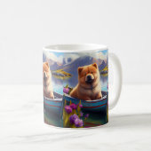 Chow Chow on a Paddle: Ein Landschaftliches Abente Kaffeetasse (VorderseiteRechts)