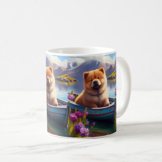 Chow Chow on a Paddle: Ein Landschaftliches Abente Kaffeetasse (VorderseiteRechts)