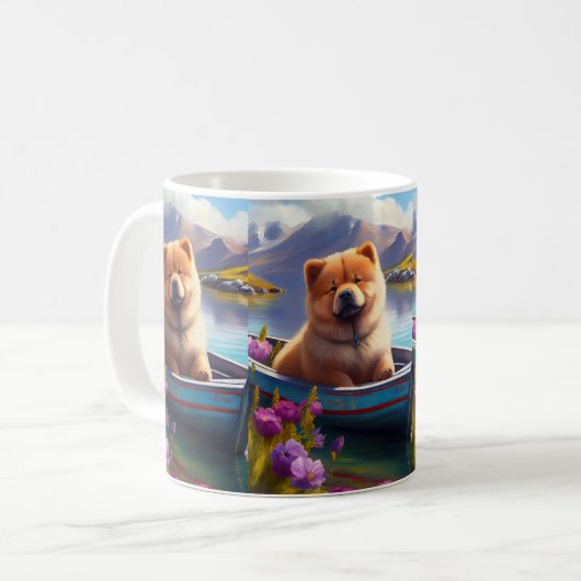Chow Chow on a Paddle: Ein Landschaftliches Abente Kaffeetasse (Vorderseite Links)