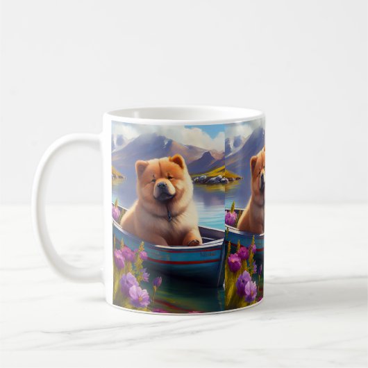Chow Chow on a Paddle: Ein Landschaftliches Abente Kaffeetasse (Links)