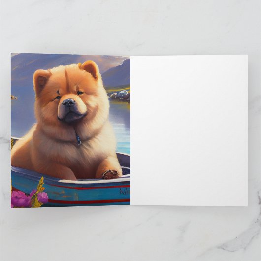 Chow Chow on a Paddle: Ein Landschaftliches Abente Karte (Innenseite)