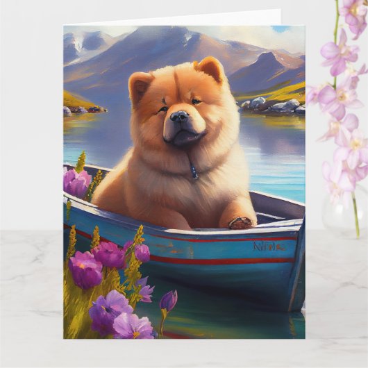 Chow Chow on a Paddle: Ein Landschaftliches Abente Karte (Orchidee)