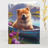 Chow Chow on a Paddle: Ein Landschaftliches Abente Karte (Gelbe Blume)
