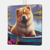 Chow Chow on a Paddle: Ein Landschaftliches Abente Keramikornament (Links)