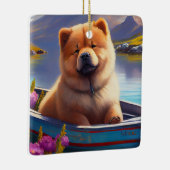 Chow Chow on a Paddle: Ein Landschaftliches Abente Keramikornament (Rechts)
