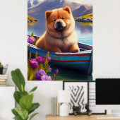 Chow Chow on a Paddle: Ein Landschaftliches Abente Poster (Heimbüro)