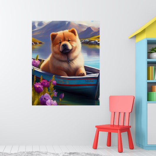 Chow Chow on a Paddle: Ein Landschaftliches Abente Poster (Kinderzimmer 1)