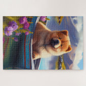 Chow Chow on a Paddle: Ein Landschaftliches Abente Puzzle (Horizontal)