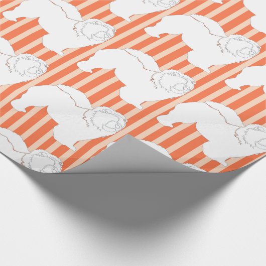 Chow-Chow Packpapier weiß Silhouette orange (Ecke)