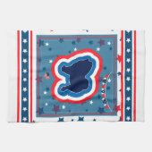 Chow Chow Patriotic rot weiß und blau 4. Juli Geschirrtuch (Horizontal)