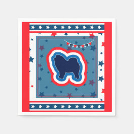 Chow Chow Patriotic rot weiß und blau 4. Juli Serviette